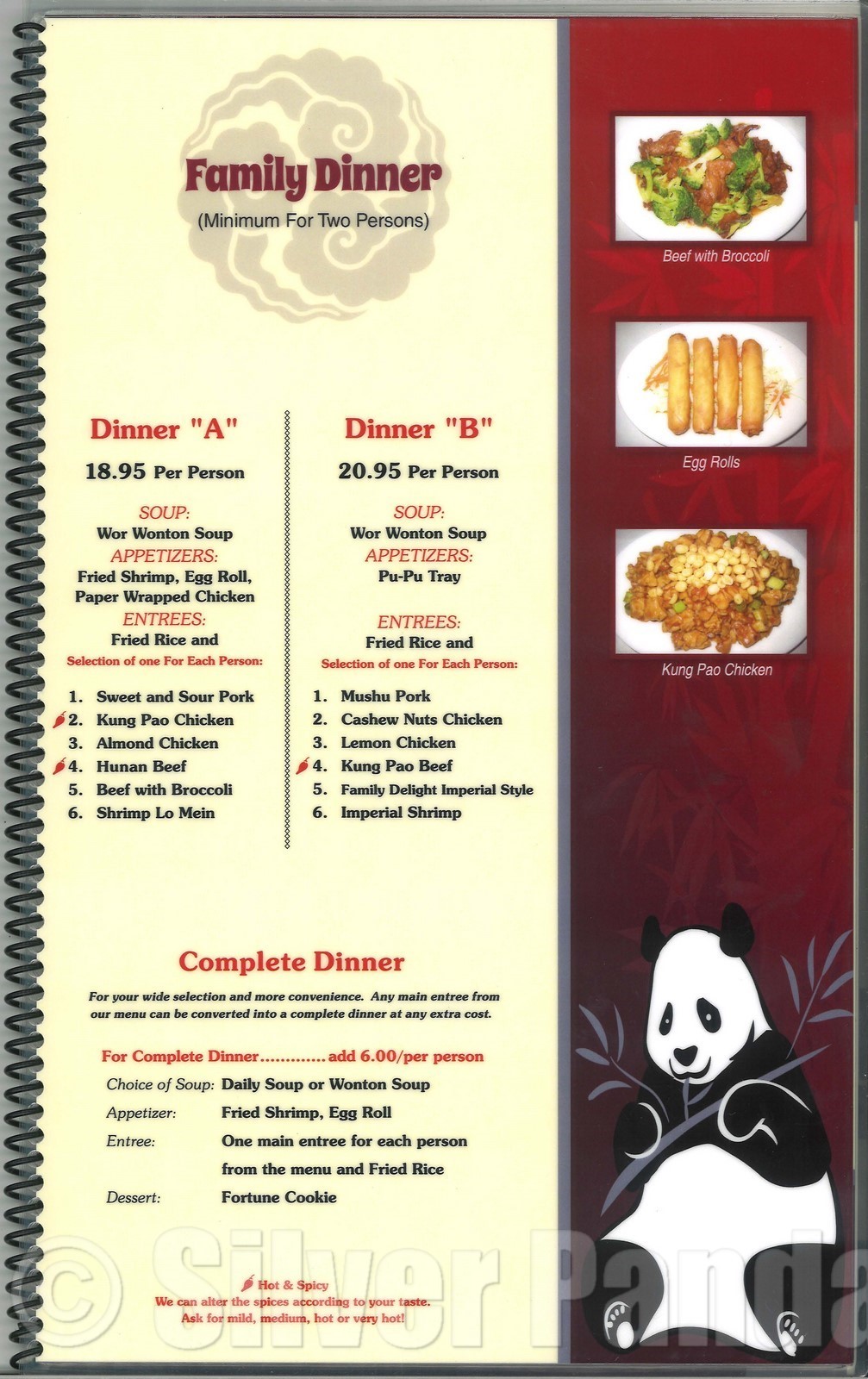 silver panda menu